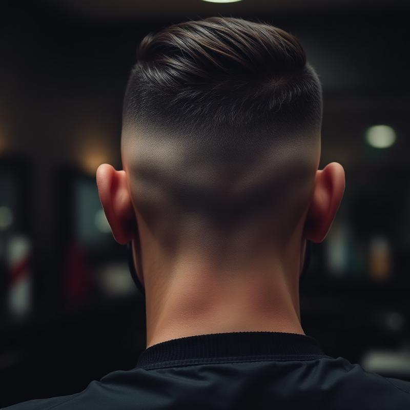 Sharp fade haircut from behind